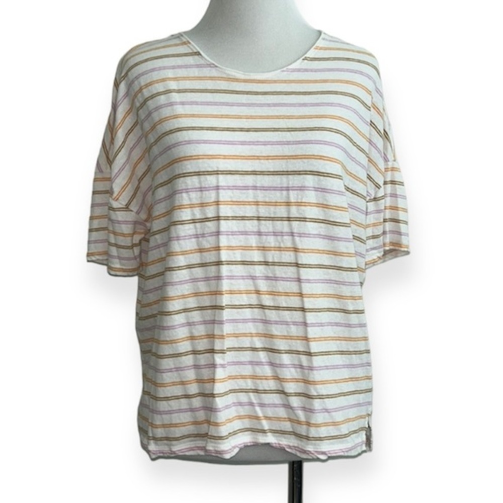 Madewell women’s medium Raw-Edged Hangout Tee in Branham Stripe
